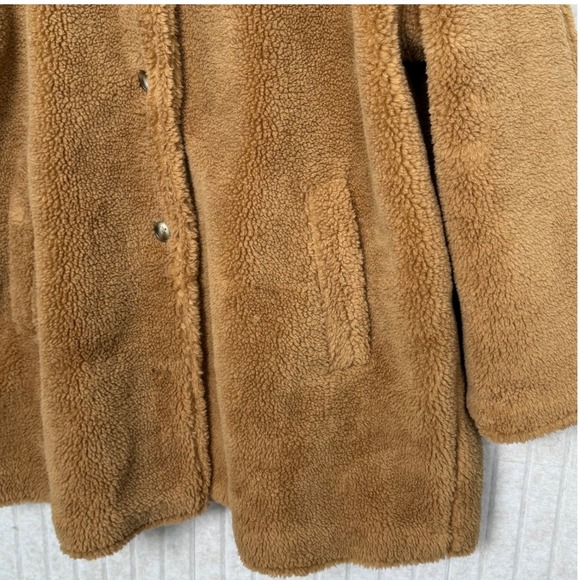 GAP Sherpa Teddy Coat XL Camel Brown Womens - Picture 7 of 12